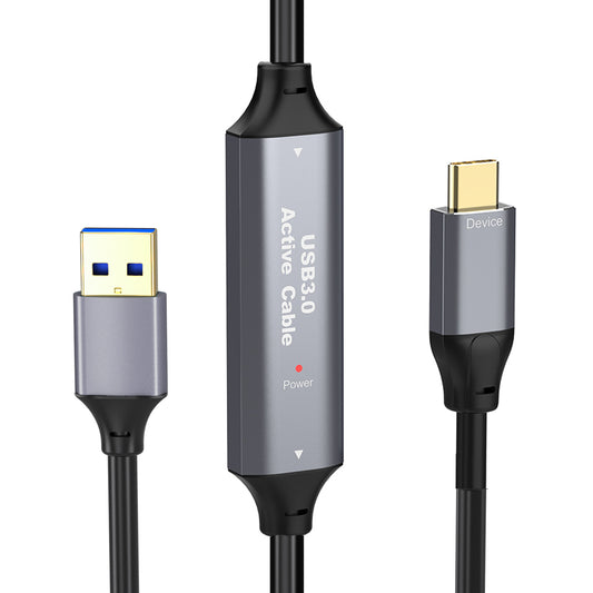 NÖRDIC USB A naar USB C kabel - USB 3.0 - 5Gbps - Geschikt voor Laptop, docking station, VR, Camera, Xbox en SSD - 15m