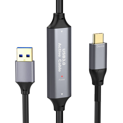 NÖRDIC USB A naar USB C kabel - USB 3.0 - 5Gbps - Geschikt voor Laptop, docking station, VR, Camera, Xbox en SSD - 20m