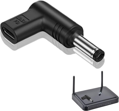 NÖRDIC Adapter USB-C naar DC 4,5x3,0mm - 100W - 12-20V - Geschikt voor Dell Laptop - Zwart