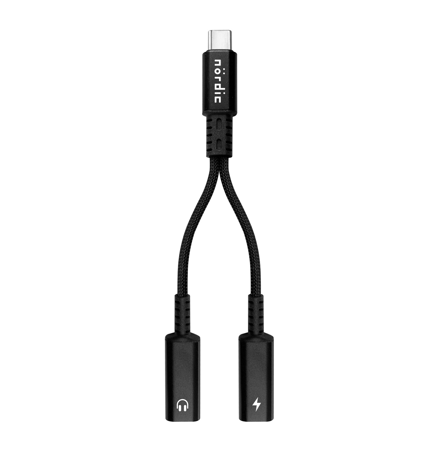 NÖRDIC USB-C naar USB-C + 3.5mm AUX adapter met 60W Power Delivery - 2-in-1 USB-C Audio Splitter