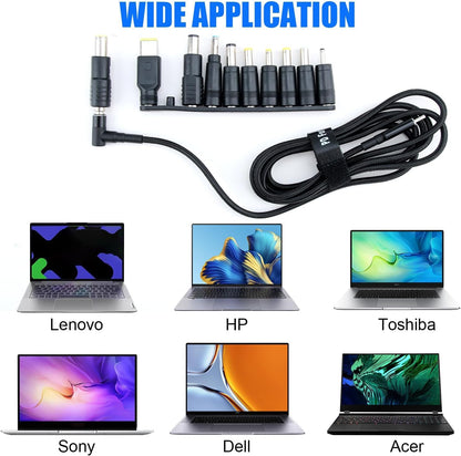 NÖRDIC USB-C naar DC-stroomkabel met 10 adapters - 1,8 meter - Universele laptoplader
