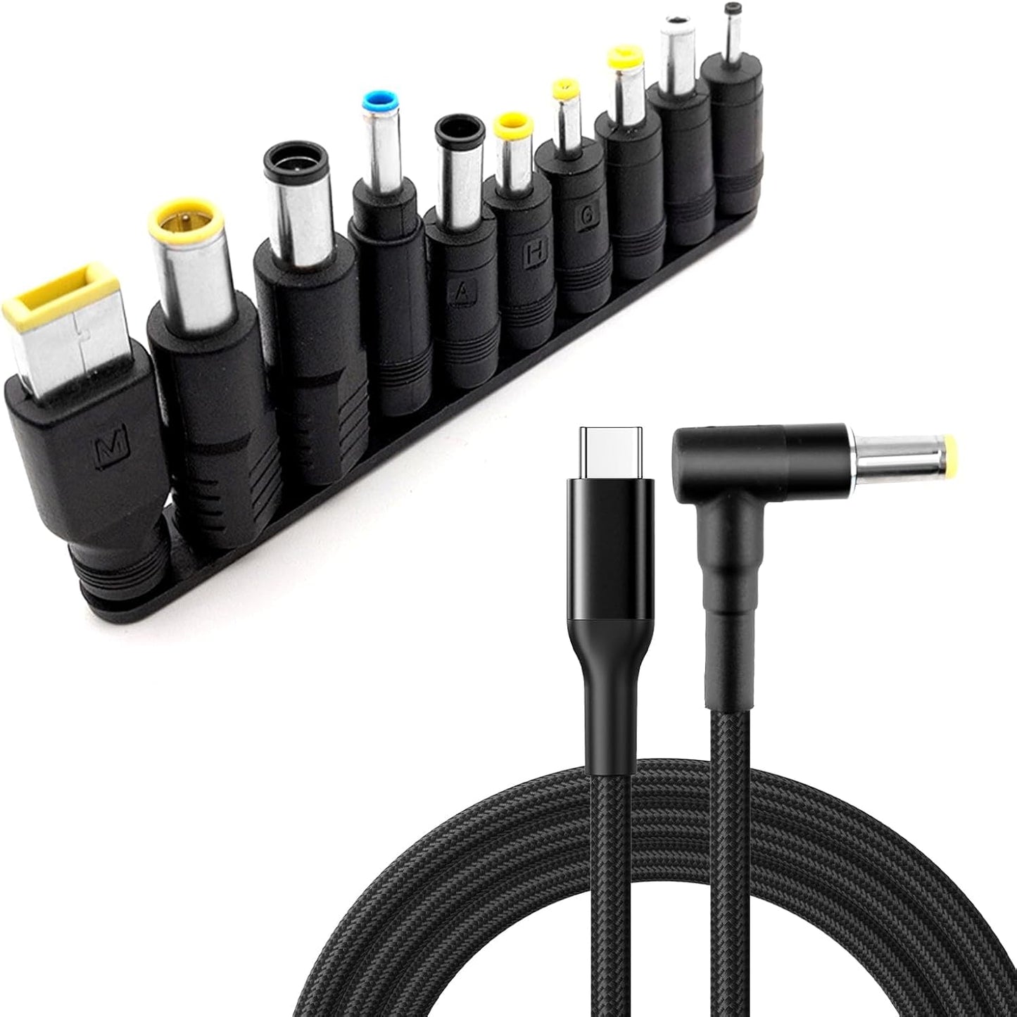 NÖRDIC USB-C naar DC-stroomkabel met 10 adapters - 1,8 meter - Universele laptoplader