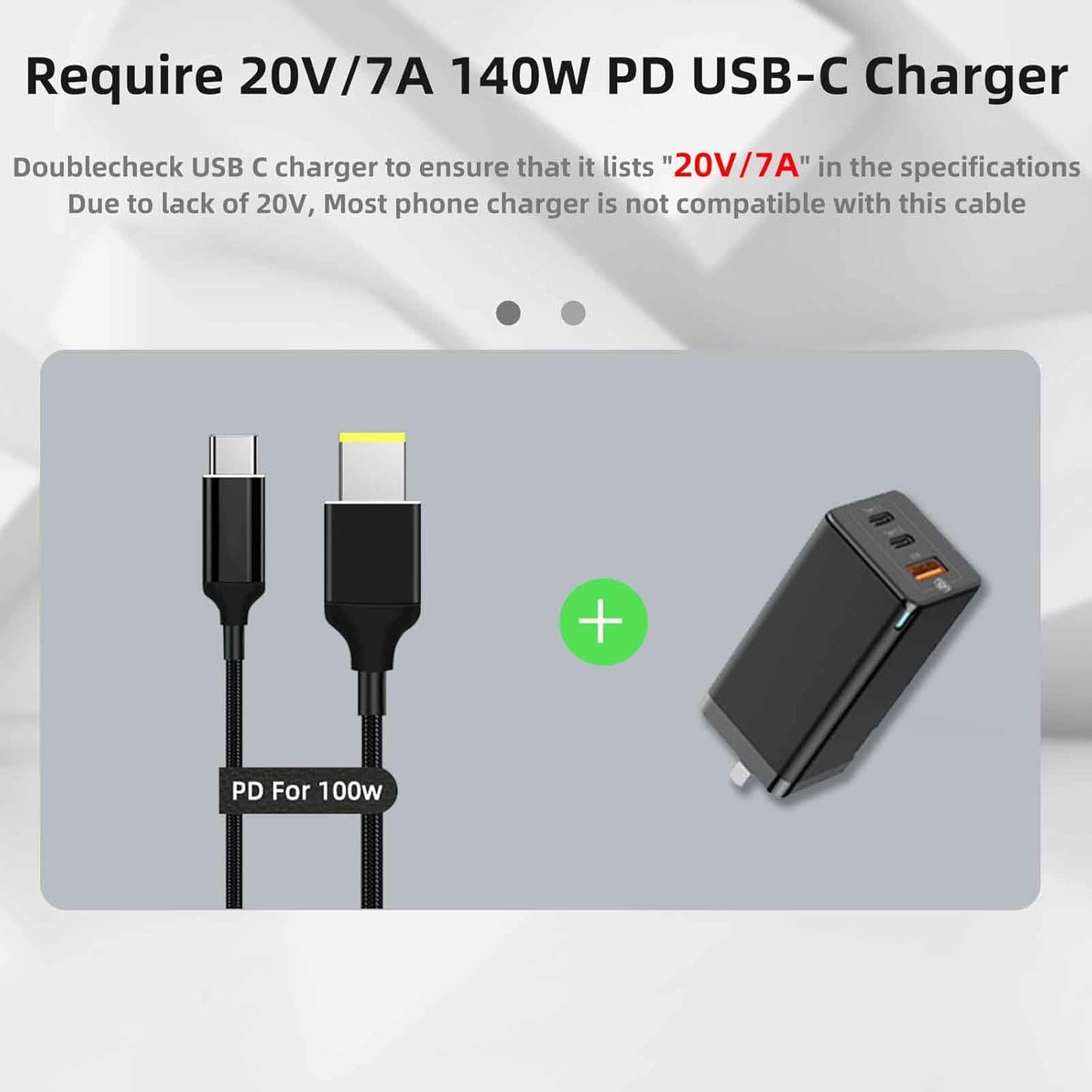 NÖRDIC USB-C Kabel - DC 5,5 × 1,7 mm - Geschikt voor Lenovo apparaten - 135W - Geschikt voor Tablet & Laptop - 2m