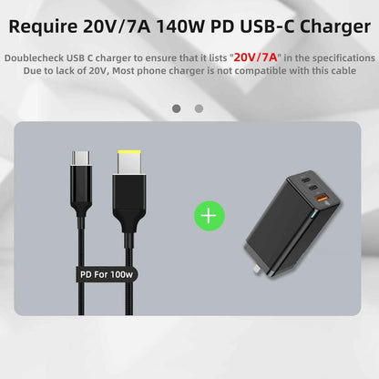 NÖRDIC USB-C Kabel - DC 5,5 × 1,7 mm - Geschikt voor Lenovo apparaten - 135W - Geschikt voor Tablet & Laptop - 2m