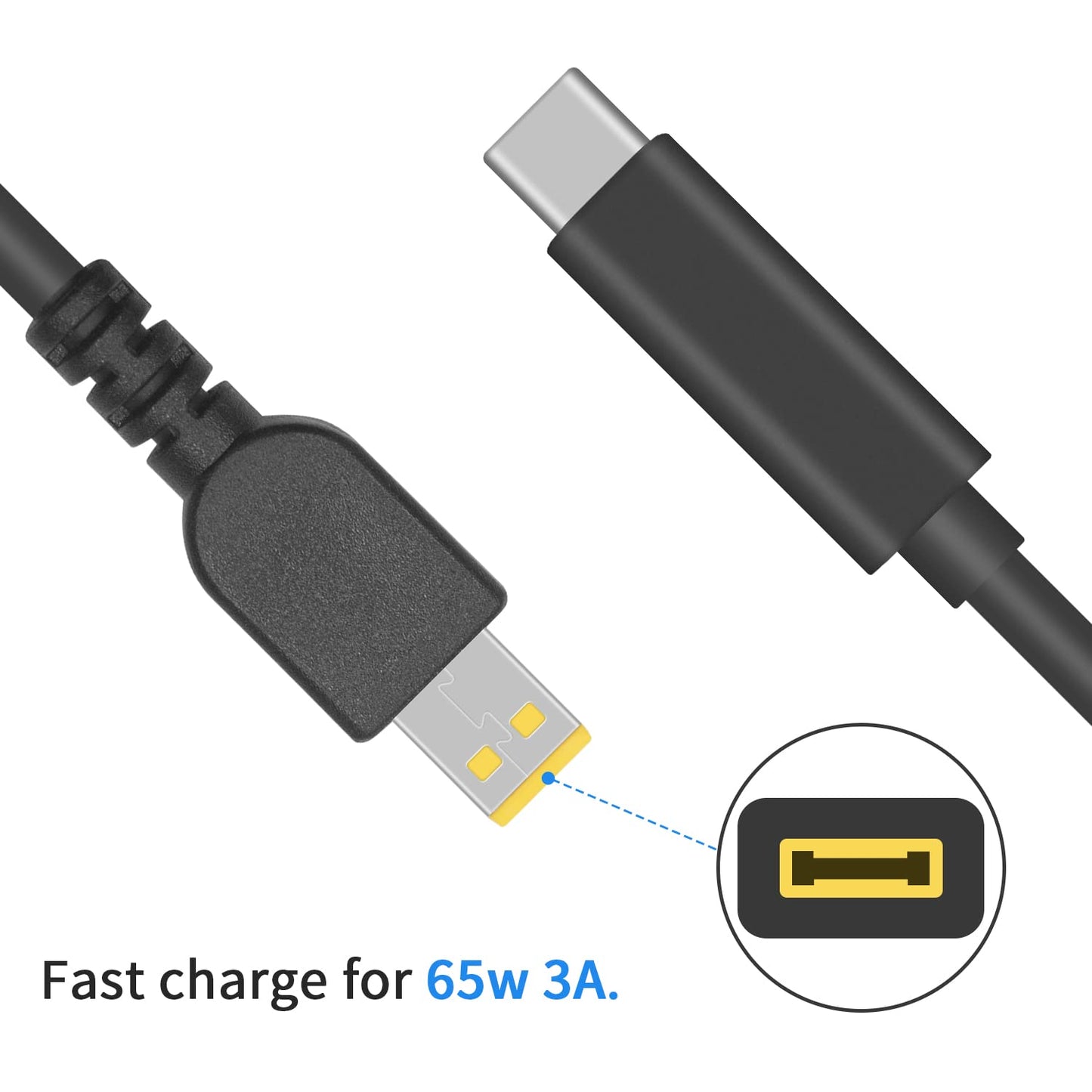 NÖRDIC USB-C naar DC Kabel - Geschikt voor Lenovo apparaten - 65W - Geschikt voor Laptop - 1,5m