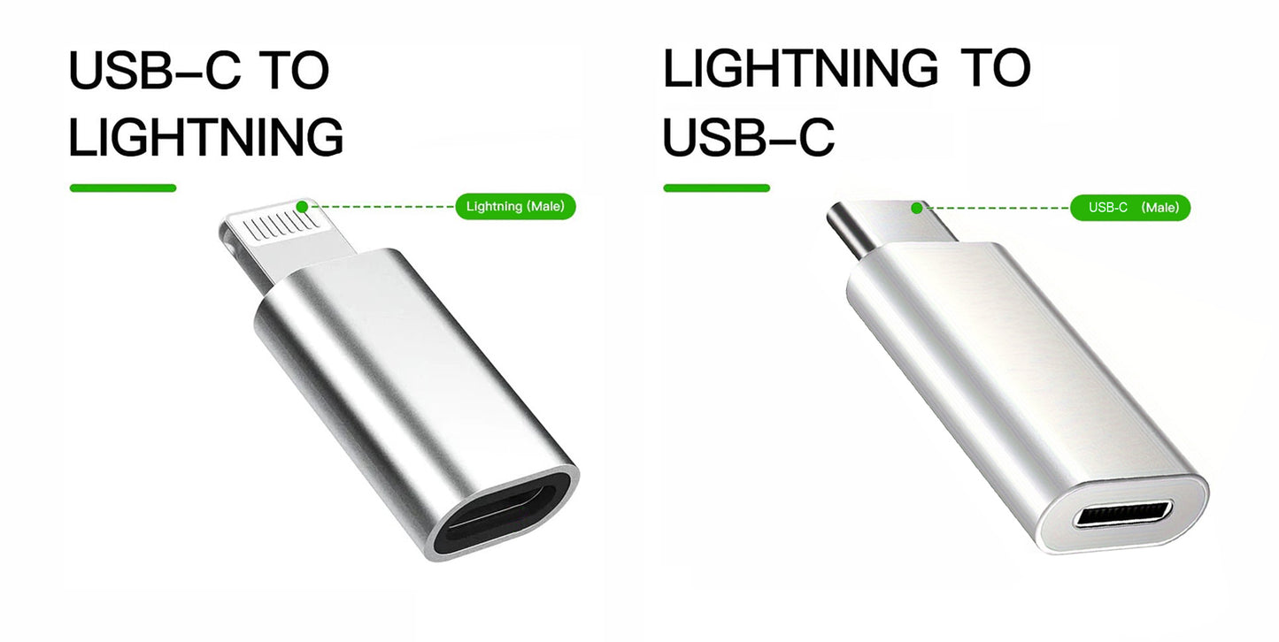 NÖRDIC USBC-N1502 Adapter Set - 2 Stuks - USB-C male naar Lightning Female - Lightning Male naar USB-C Female - Space Gray