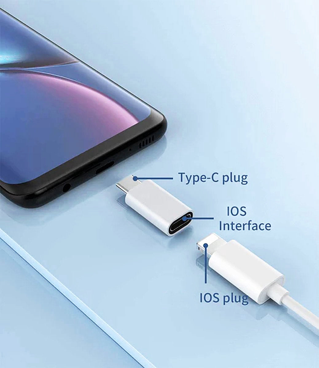 NÖRDIC USBC-N1504 USBC-C Mannelijk naar Lightning Vrouwelijk Adapter - Zilver