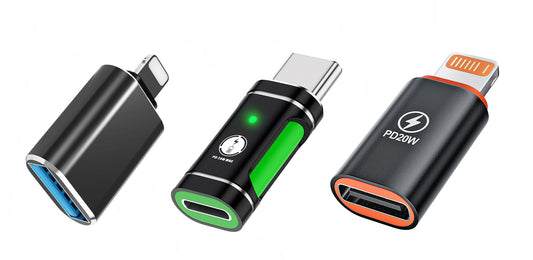 NÖRDIC 3-in-1 Lightning naar USB Adapter Kit - USB-C naar Lightning, Lightning naar USB-C, USB-A naar Lightning