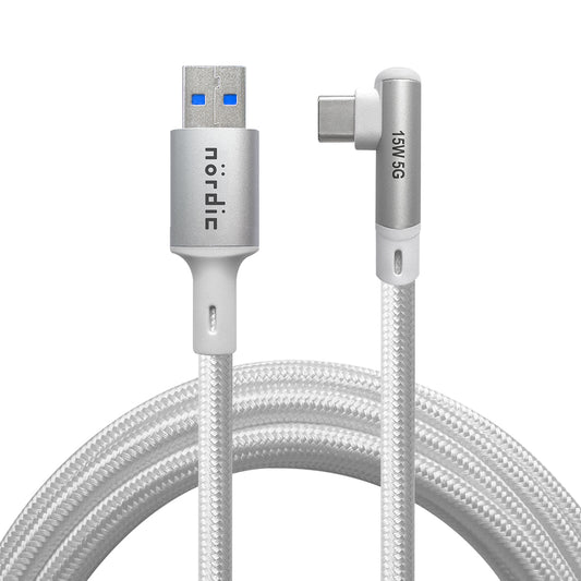 NÖRDIC VR Link cable - USB-C to USB - USB3.2 Gen1 - Suitable for Oculus Quest 2 VR glasses - 5m - White