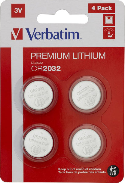 Verbatim Lithiumbatterij CR2032 3V 4 Stuks Voor Horloges, Rekenmachines, Afstandsbedieningen