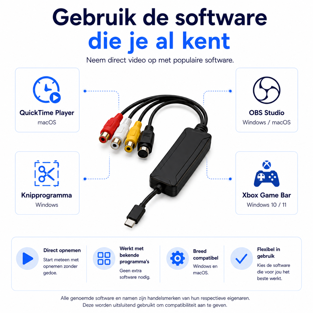 Delmark USB-C Video Grabber - AV auf USB-C Laptop oder Mobilgerät - RCA Video Capture Card