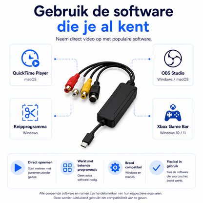 Delmark USB-C Video Grabber - AV auf USB-C Laptop oder Mobilgerät - RCA Video Capture Card