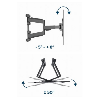 Gembird Hoek TV Muurbeugel (Full-Motion) - Voor Schermen van 32” tot 75” inch - Tot 45kg - Geschikt voor hoeken - Dubbelarmig beugel