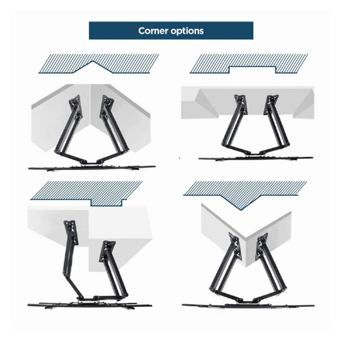 Gembird Hoek TV Muurbeugel (Full-Motion) - Voor Schermen van 32” tot 75” inch - Tot 45kg - Geschikt voor hoeken - Dubbelarmig beugel