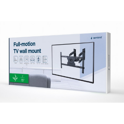 Gembird Hoek TV Muurbeugel (Full-Motion) - Voor Schermen van 32” tot 75” inch - Tot 45kg - Geschikt voor hoeken - Dubbelarmig beugel