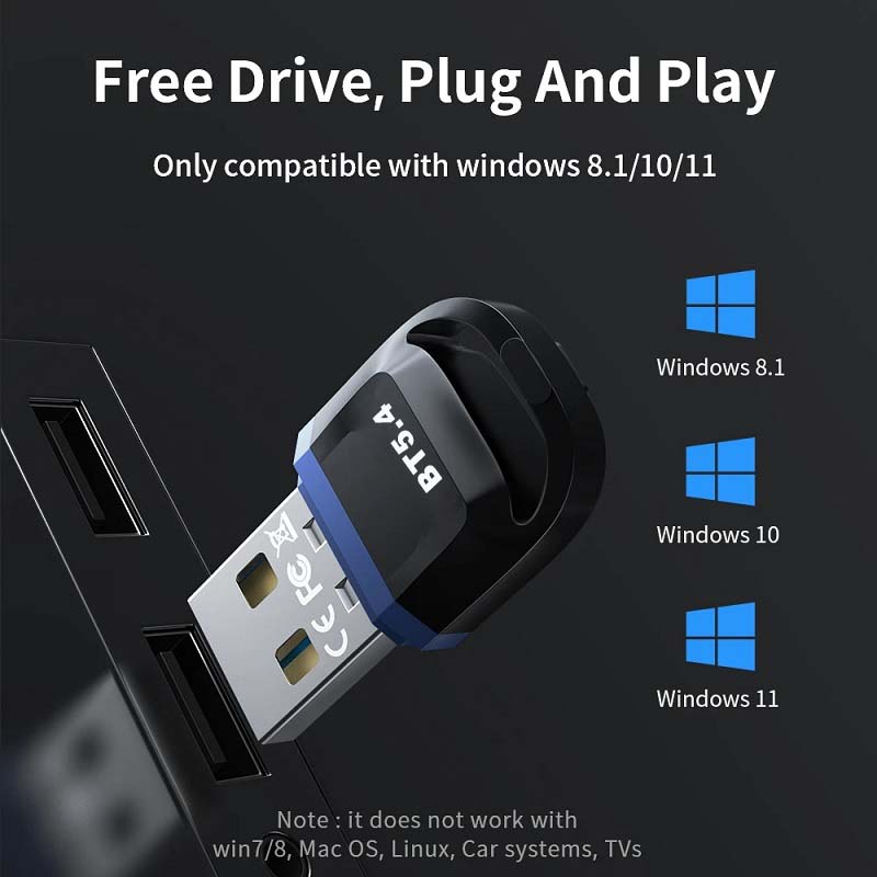 NÖRDIC USB Bluetooth Adapter - Dongle  - Geschikt voor PC, Smartphone, Headset - Windows 11/10/8.1