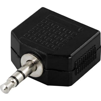 DELTACO AA-2 3,5 mm 2 x 3.5 mm zwart kabeladapter/verloopstukje