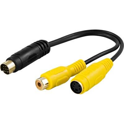 DELTACO AA-26, miniDIN 9-pin miniDIN 4-pin zwart, Geel kabeladapter/verloopstukje