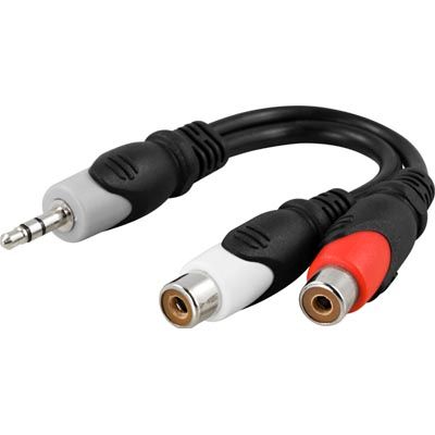 DELTACO AA-6 3.5mm 2 x RCA ho black, Grey, Red cable adapter/extension piece