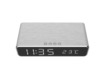 Gembird DAC-WPC-01-S Wekker met Draadloze Qi laadfunctie - Digitaal - Voor Smartphone - Zilver
