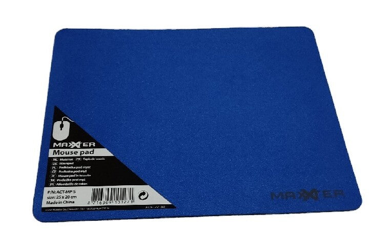 MaxXter ACT-MP-S-BLUE Mouse Pad - 25 x 20 cm - Anti-slip - Blue