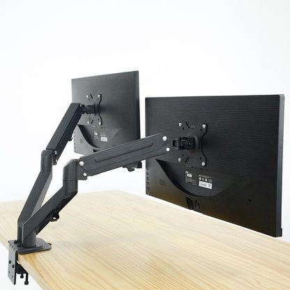 NÖRDIC AG6-42 Monitor arm table mount with gas spring and screen mount for dual monitors, 17"-27", aluminum and steel, black