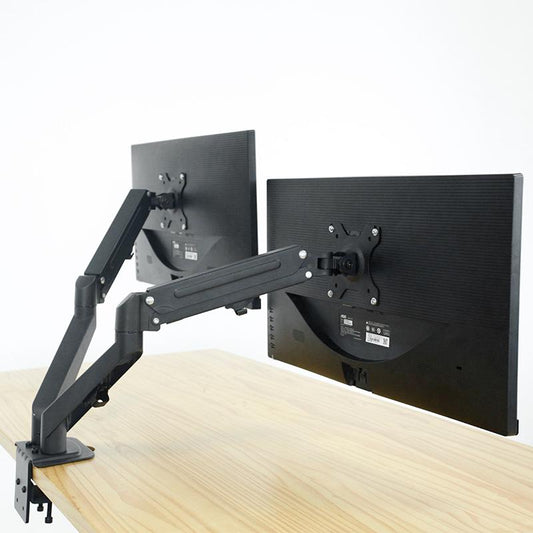 NÖRDIC AG6-42 Monitor arm table mount with gas spring and screen mount for dual monitors, 17"-27", aluminum and steel, black