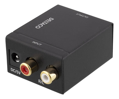 DELTACO AN-DG Analoog naar digitaal audio converter - Analoog Stereo input (RCA-Chinch-Tulp) Digitaal output (Coax/Toslink-S/PDIF) 24-bit 96 KHz