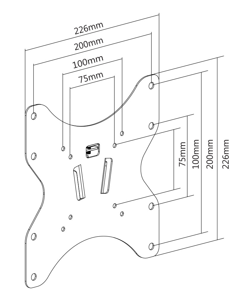 DELTACO ARM-1055 - Fixed wall bracket - 23''-42 inch - max. 35kg - Black