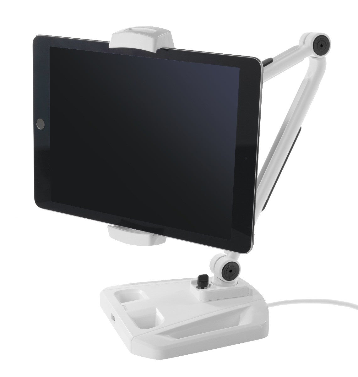 DELTACO ARM-266 Stand with holder for Smartphone &amp; Tablet (4 - 12.2 inch), 360 degree rotation, built-in USB 2.0 port