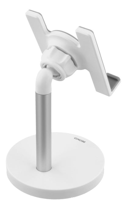 DELTACO Desktop stand for smartphone and tablet, white.