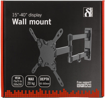 DELTACO ARM-459 Universele TV Wandsteun, Geschikt voor TV's van 15 t/m 40 inch