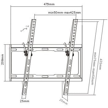 DELTACO ARM-521 Universal TV Wall Mount, Suitable for TVs from 32 to 55 inches, White