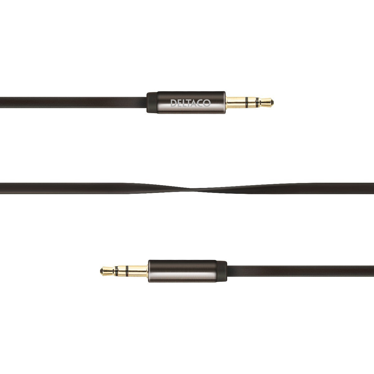 Deltaco AUD-101 3,5 mm naar 3,5 mm Stereo audiokabel 1 m platte kabel voor smartphone, tablet, PC en notebook