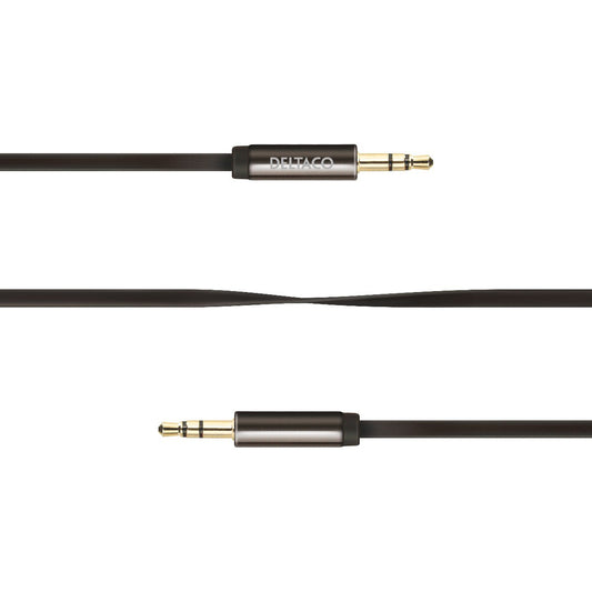 Deltaco AUD-101 3,5 mm naar 3,5 mm Stereo audiokabel 1 m platte kabel voor smartphone, tablet, PC en notebook