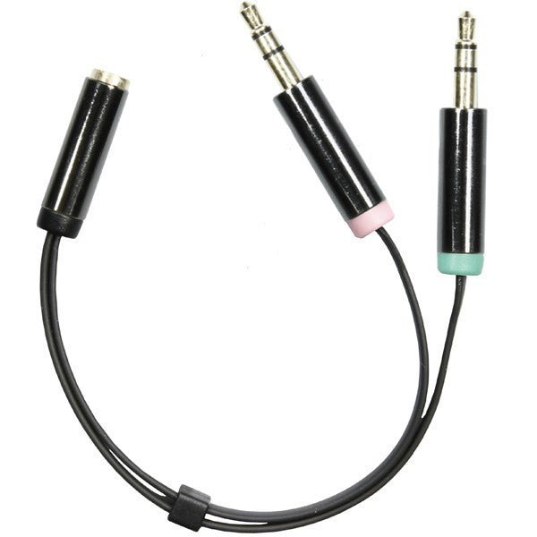 DELTACO AUD-202 3,5mm Microfoon en Stereo audio splitter kabel 10cm - Voor gebruik smartphone headsets op PC