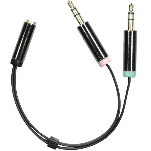 DELTACO AUD-202 3,5mm Microfoon en Stereo audio splitter kabel 10cm - Voor gebruik smartphone headsets op PC