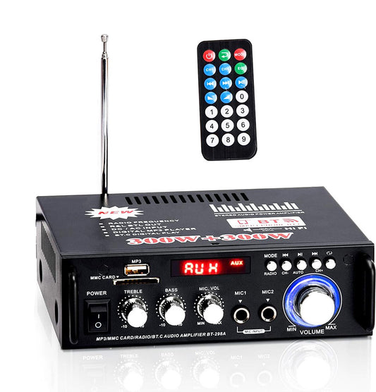 NÖRDIC SGM-198 Audio versterker met Bluetooth 5.0 - 2x40W - Met USB, AUX ingang - Zwart