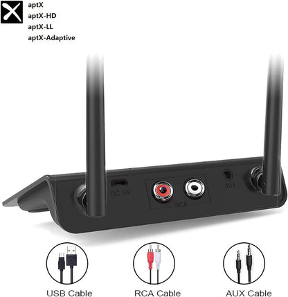 NÖRDIC BT19 Bluetooth 5.2 Ontvanger - DAC - Bluetooth Zender - Draadloos - 3,5 mm, AUX RCA - Qualcomm aptX HD
