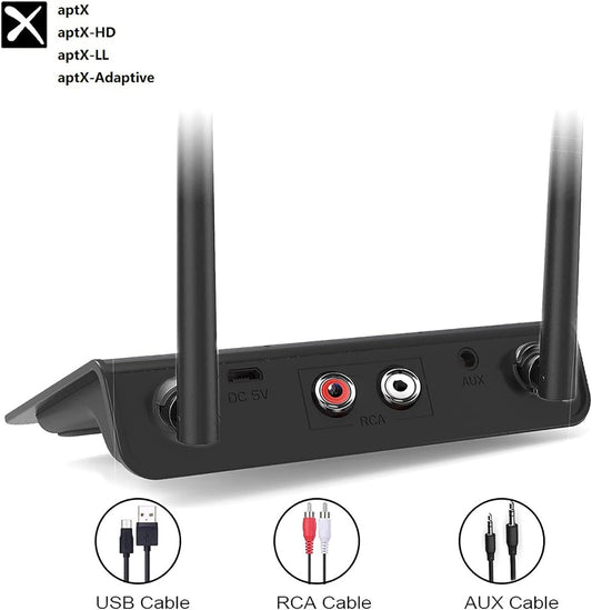 NÖRDIC BT19 Bluetooth 5.2 Ontvanger - DAC - Bluetooth Zender - Draadloos - 3,5 mm, AUX RCA - Qualcomm aptX HD