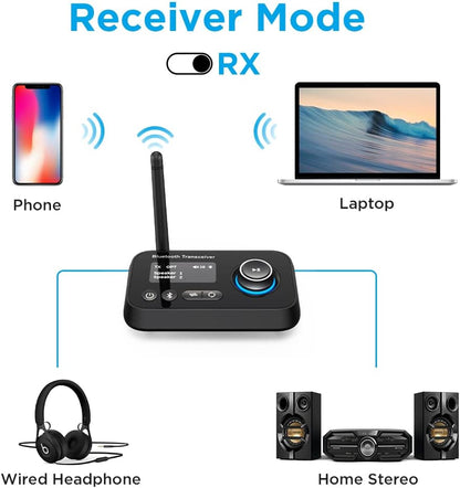 NÖRDIC BT27 Bluetooth 5.0 Audio Adapter - Transmitter/Receiver - 3.5 mm AUX - Black