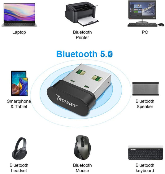 NÖRDIC BT5 USB Bluetooth Dongle adapter - Bluetooth 5.0 - Black