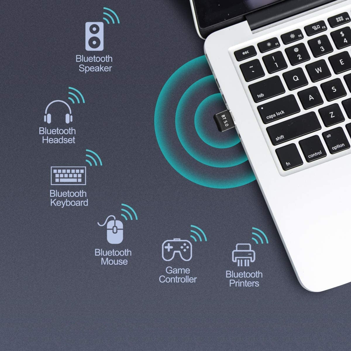 NÖRDIC BT6 USB Bluetooth Dongle adapter  - Bluetooth 5.3  - Zwart