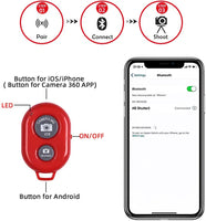 NÖRDIC BTS-01 - Bluetooth shutter for smartphones, tablets and cameras - up to 10m distance - incl. battery - Red
