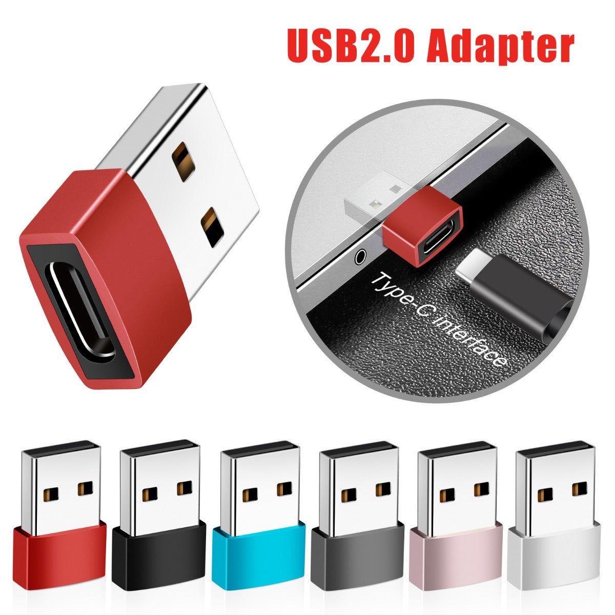 NÖRDIC C-OTG3 USB-C naar OTG USB-A mini adapter - Rood