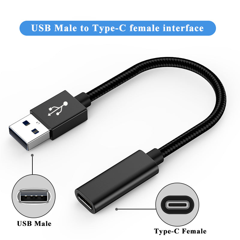 NÖRDIC C-OTG6 USB-C naar OTG USB-A mini adapter - 50 cm - Zwart