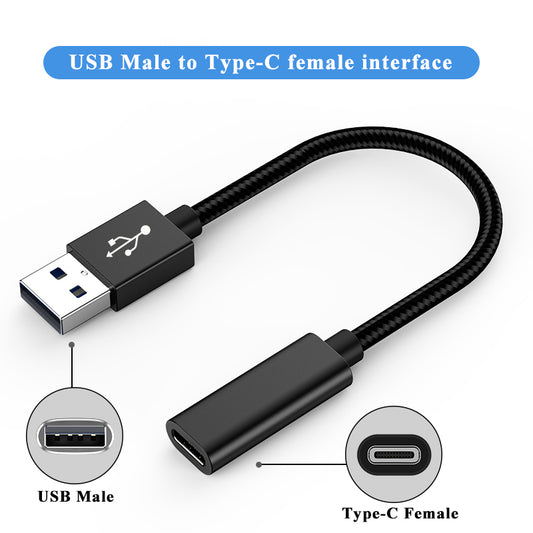 NÖRDIC C-OTG6 USB-C naar OTG USB-A mini adapter - 50 cm - Zwart