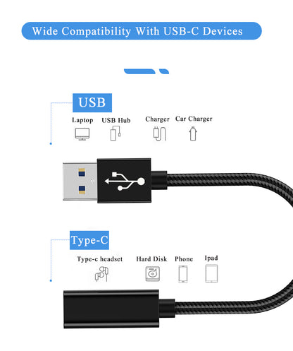 NÖRDIC C-OTG6 USB-C naar OTG USB-A mini adapter - 50 cm - Zwart
