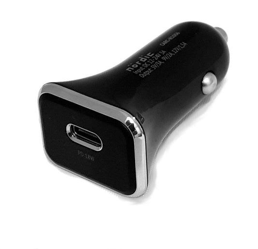NÖRDIC CARC-N1006 Snelle Autolader 18W met USB A-poort, zwart