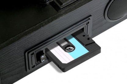 Technaxx TX-22+ Platenspeler en cassettedeck met digitaliseer functie naar USB of SD, ingebouwde speakers en Bluetooth, Zwart